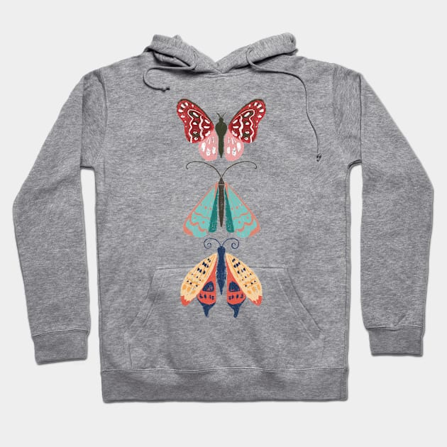 Colorful  butterfly trio Hoodie by Chaka